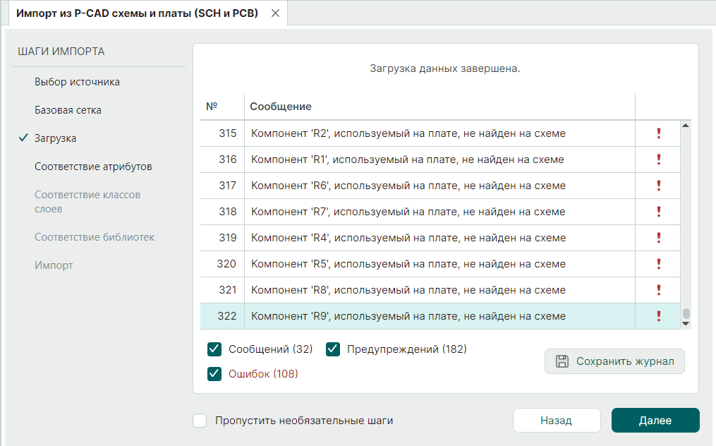 Рис. 5 Завершение загрузки данных
