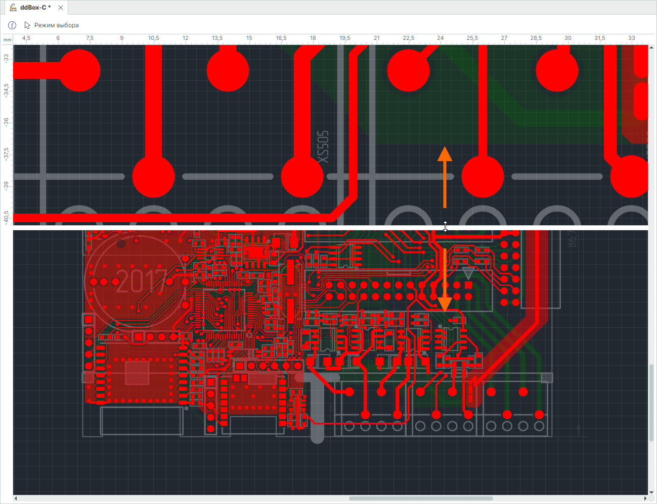 Рис. 6 Изменение размеров подоблостей рабочей области