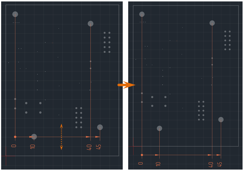 Рис. 2 Определение длины и направления выносных линий