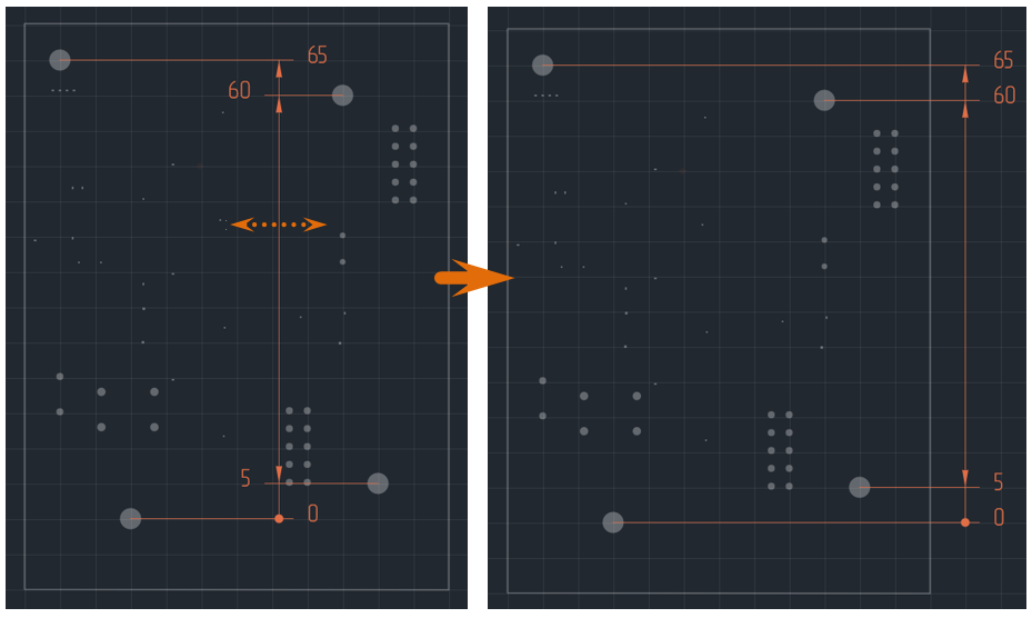 Рис. 2 Определение длины и направления выносных линий