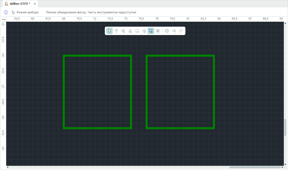 Рис. 4 Прямоугольник и прямоугольник, преобразованный в полигон. Отображение в режиме объединения фигур