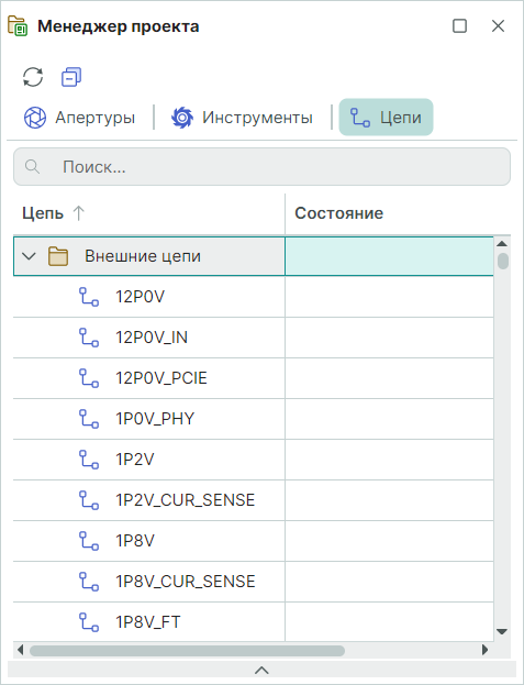 Рис. 3 Отображение загруженного списка цепей
