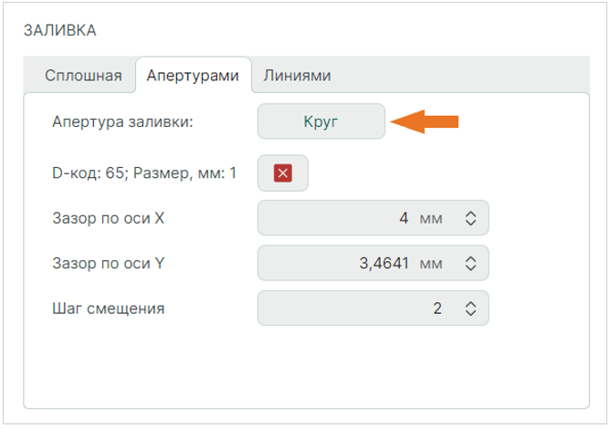 Рис. 7 Переход к выбору апертуры