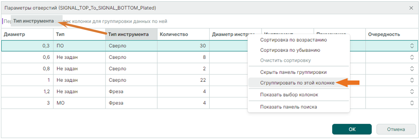 Рис. 3 Применение группировки