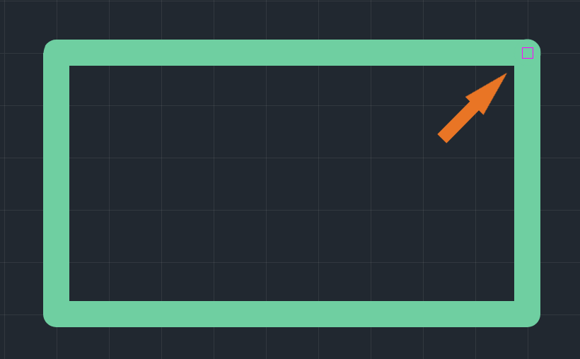 Рис. 2 Привязка к вершине прямоугольника