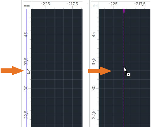 Рис. 1 Размещение направляющих линий