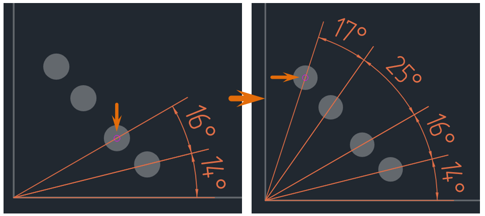 Рис. 2 Второй и последующие размеры угловой цепной размерной линии