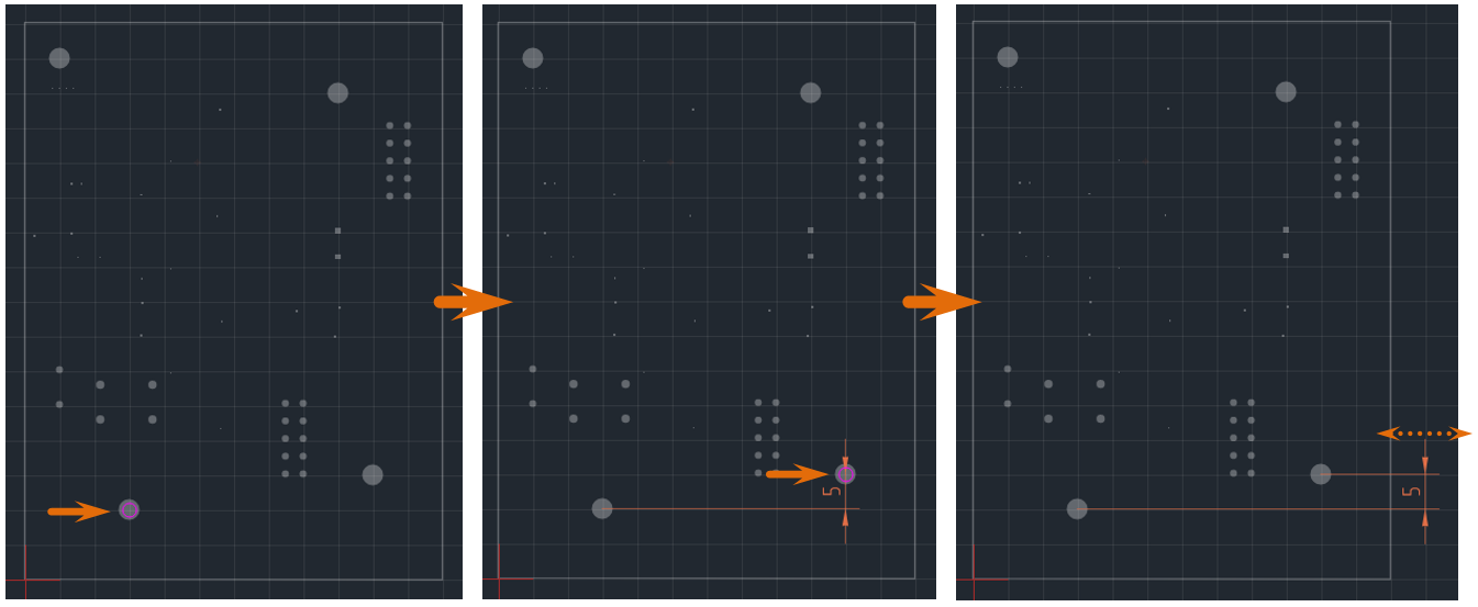 Рис. 1 Размещение вертикальной цепной размерной линии. Первый размер