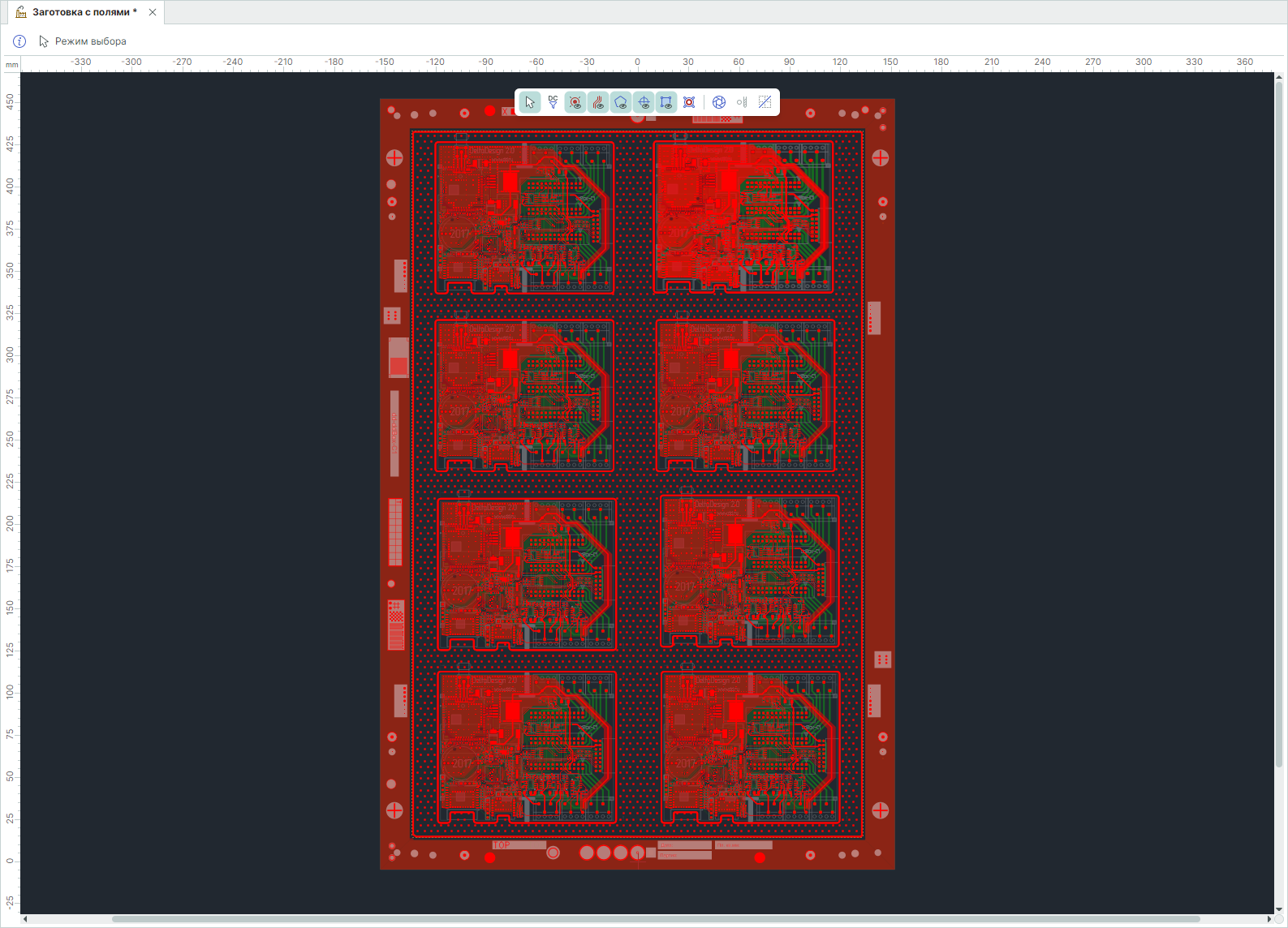 Рис. 7 Размещенная область металлизации