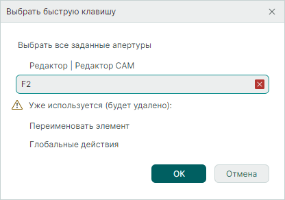 Рис. 6 Совпадение быстрых клавиш