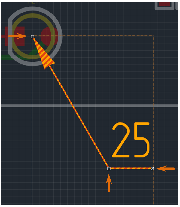 Рис. 3 Точки редактирования выносной линии