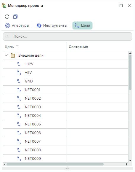 Рис. 3 Вкладка «Цепи»