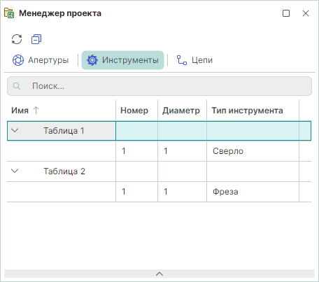Рис. 2 Вкладка «Инструменты»