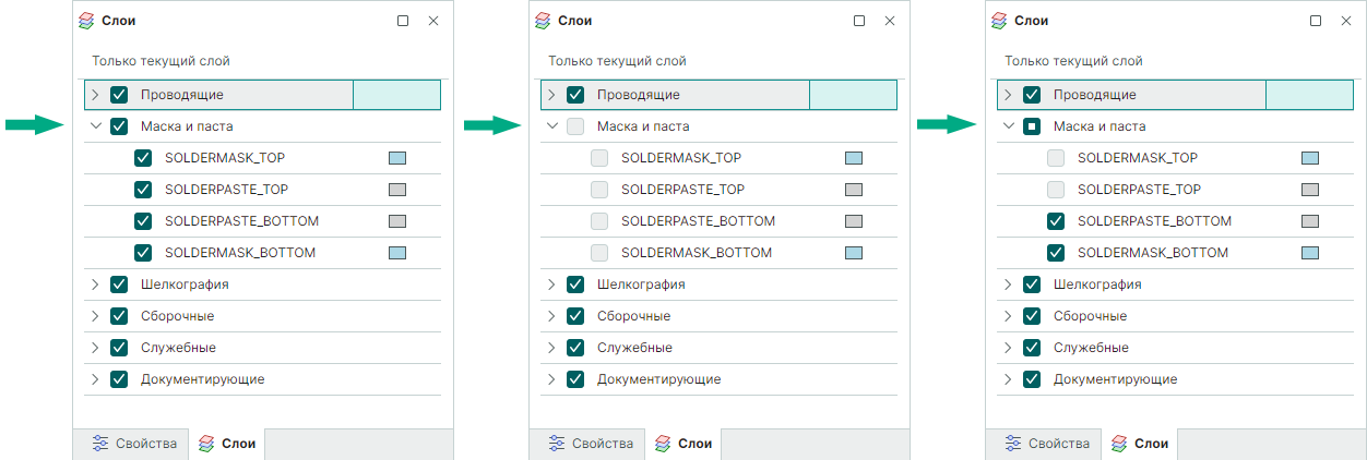 Рис. 2 Формирование списка отображаемых слоев