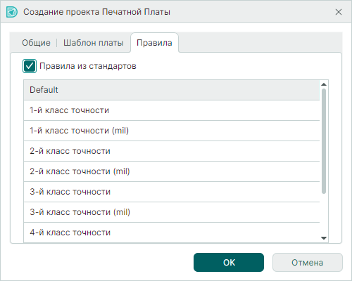 Рис. 4 Выбор технологических правил из стандартов