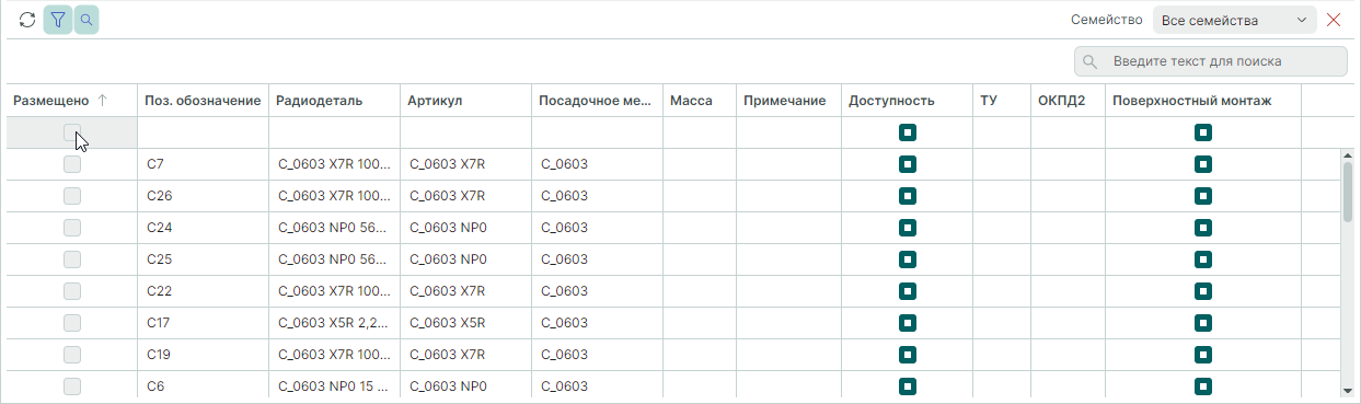 Рис. 7 Отображение неразмещенных компонентов