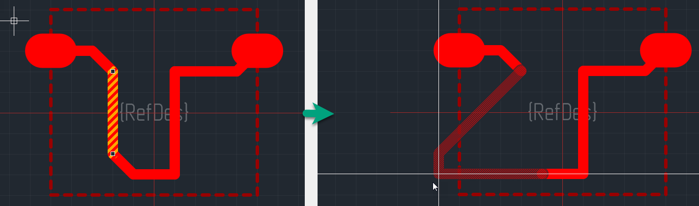 Рис. 2 Перемещение характерной точки трека