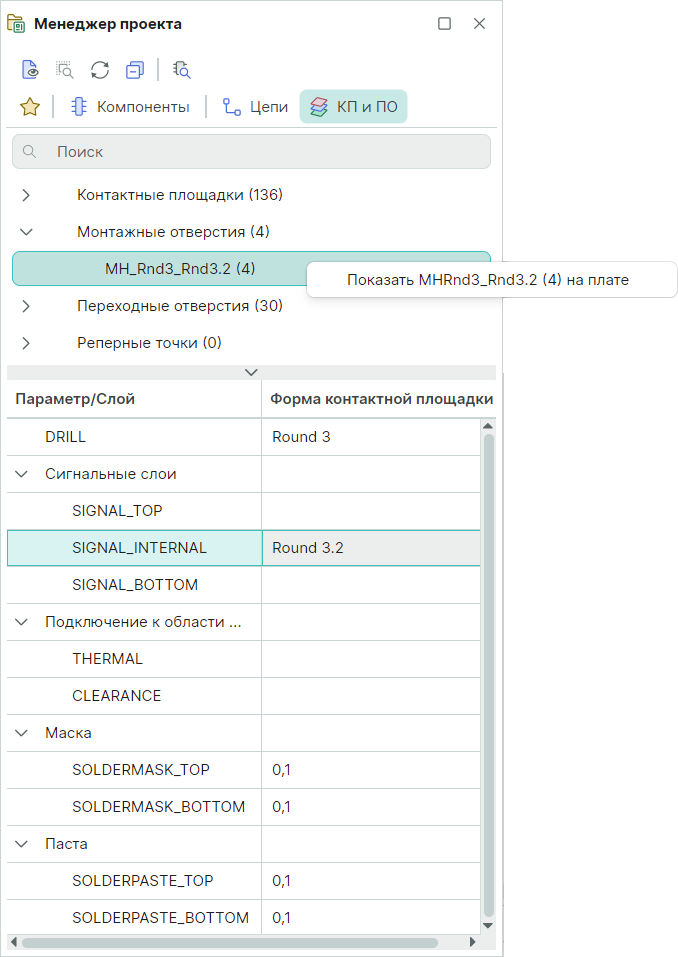 Рис. 1 Дерево вкладки «КП и ПО»