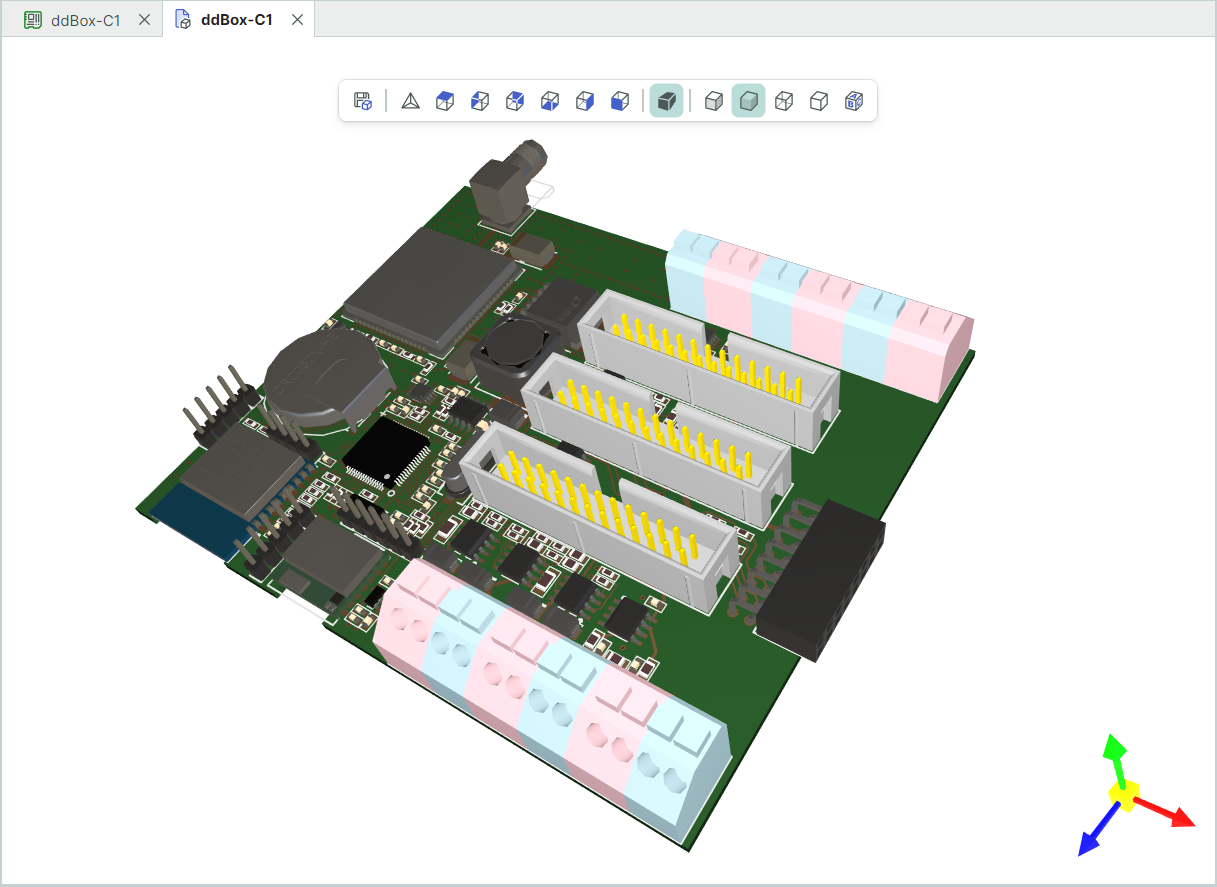 Рис. 3 Окно представления 3D модели платы