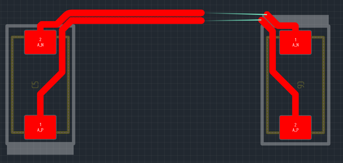 Рис. 2 Соединение двух участков диффпары