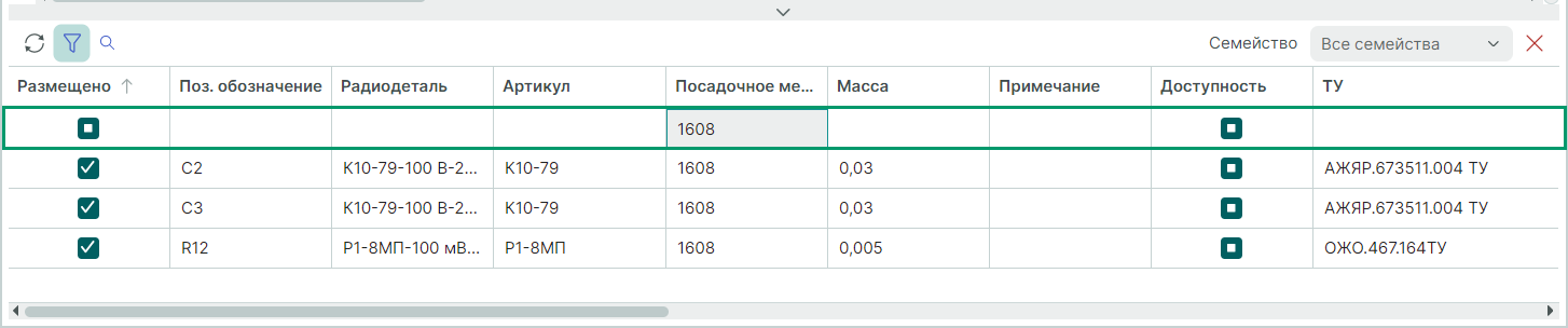 Рис. 4 Использование строки фильтрации