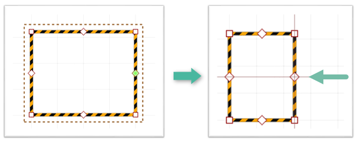 Рис. 2 Изменение геометрии объекта через точки редактирования