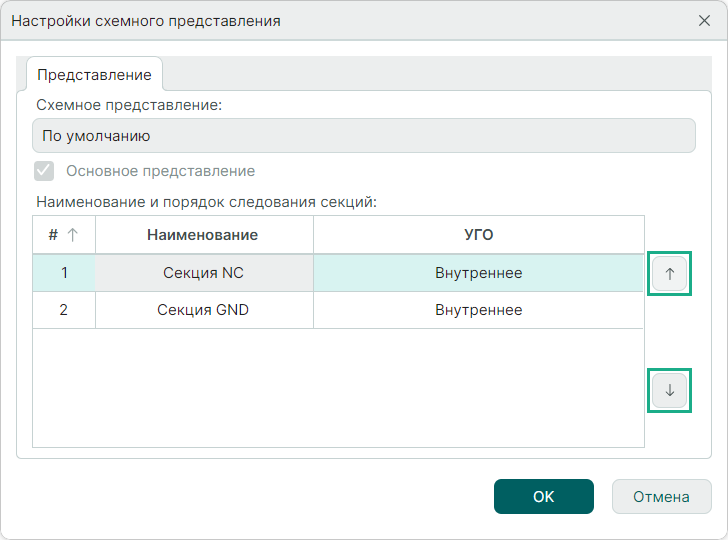 Рис. 2 Изменение порядка отображения секции