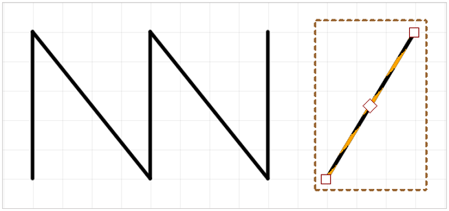 Рис. 2 Изменение сегмента «разбитой» полилинии