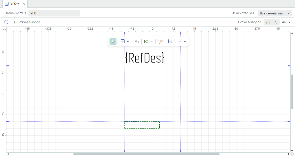 Рис. 2 Общий вид редактора УГО
