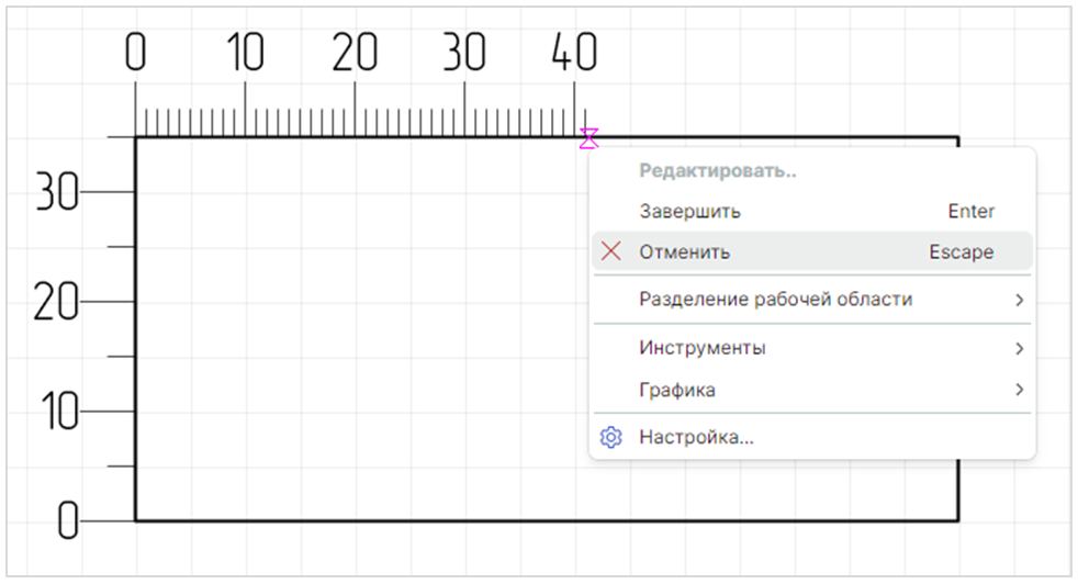 Рис. 2 Отмена размещения размерной линии