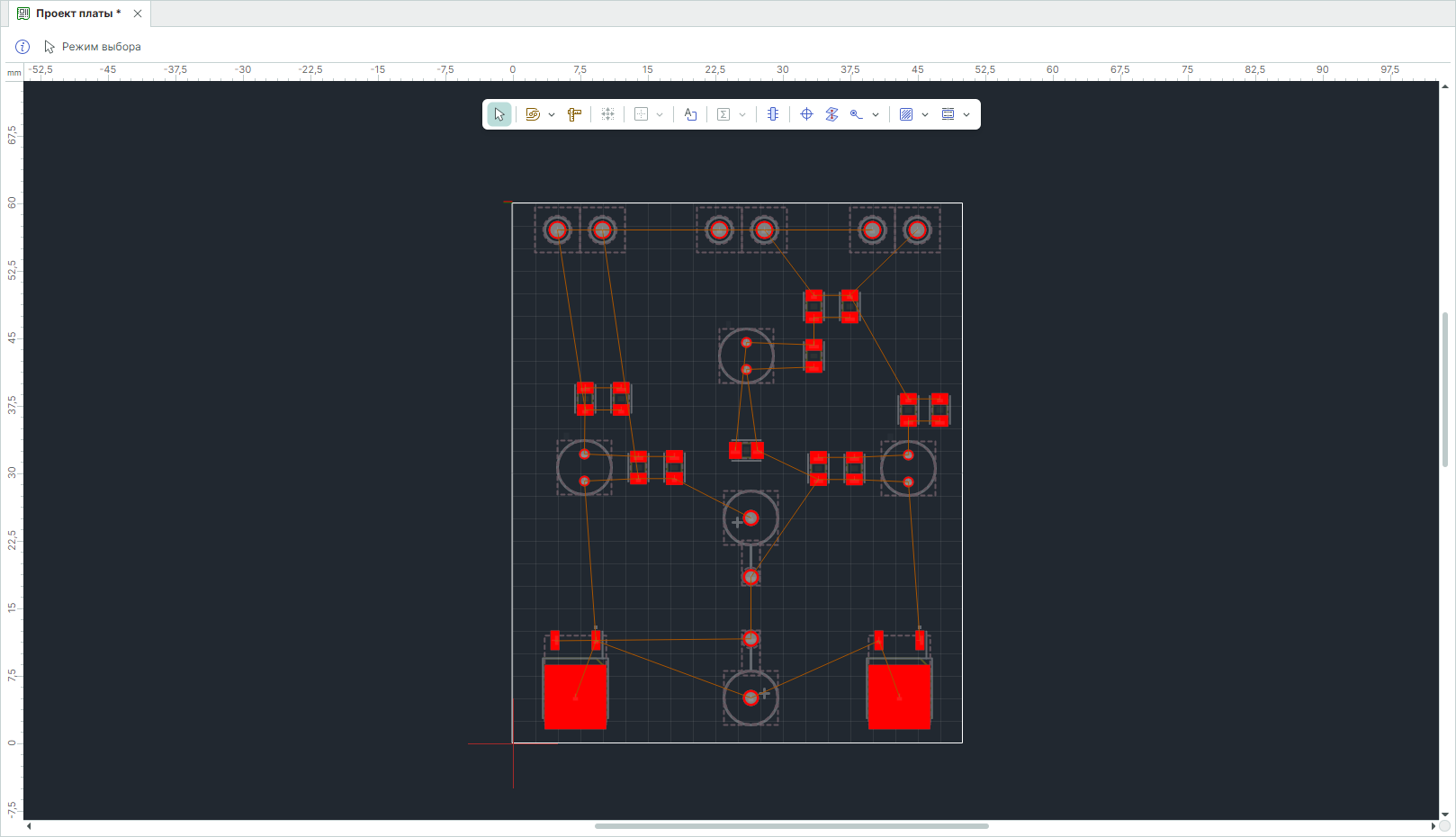 Рис. 3 Отображение всех размещенных компонентов на плате 