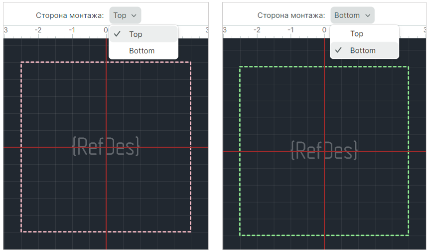 Рис. 1 Переключение стороны просмотра посадочного места