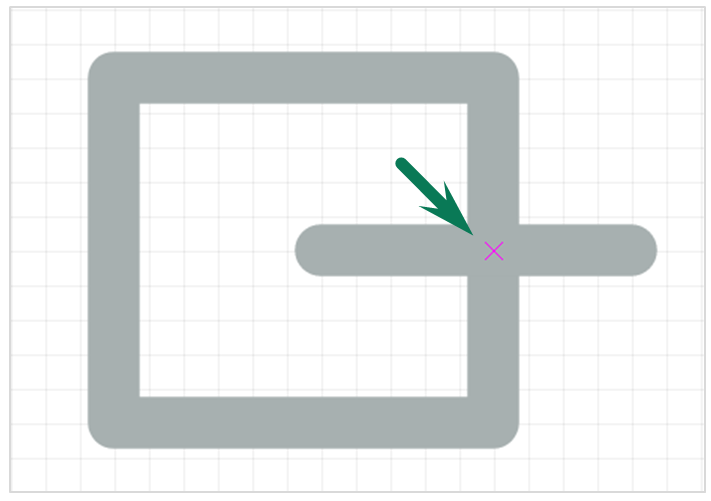 Рис. 1 Привязка к пересечению объектов