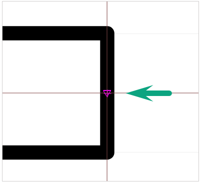 Рис. 1 Привязка к середине линии