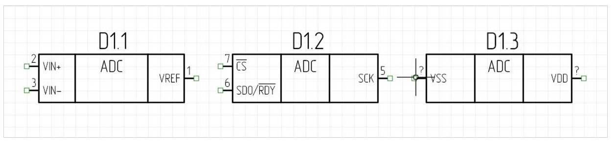 Рис. 1 Размещение нескольких секций радиодетали на схеме