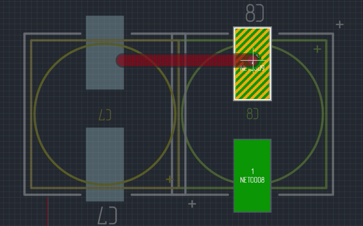 Рис. 4 Размещение ПО на КП в режиме трассировки