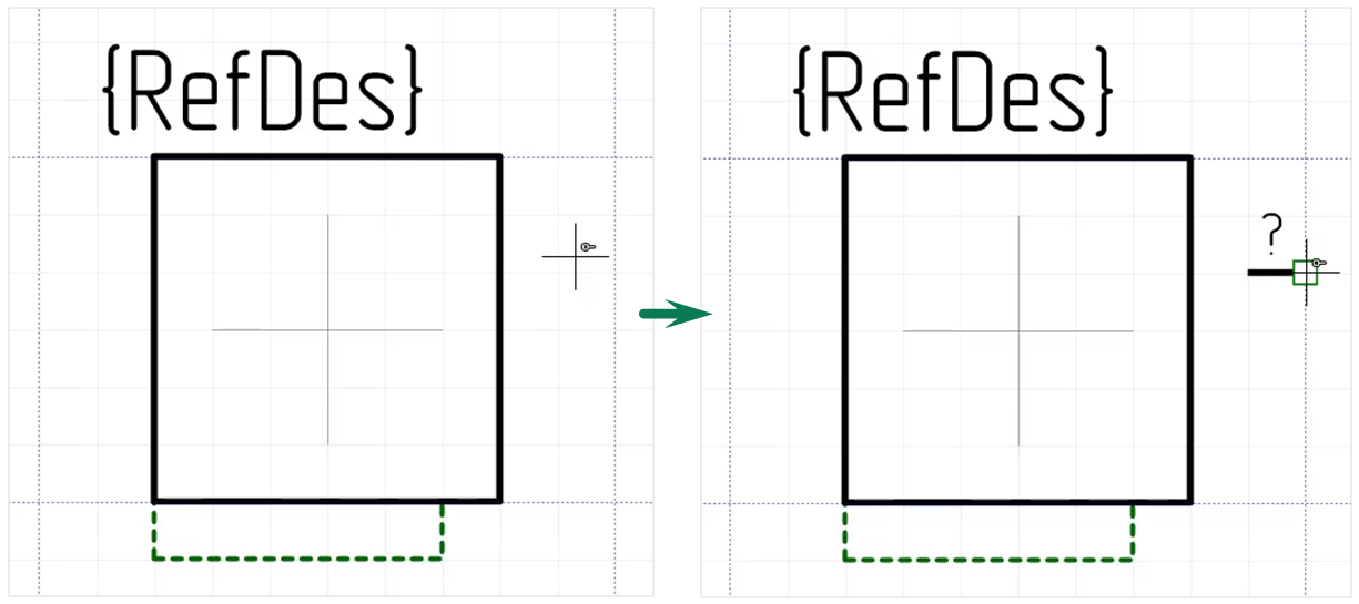 Рис. 2 Курсор при использовании инструмента «Разместить вывод»