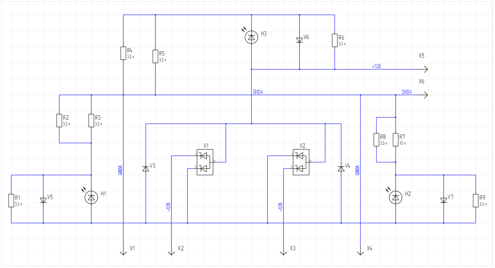 Рис. 1 Схема платы модуля коммутации