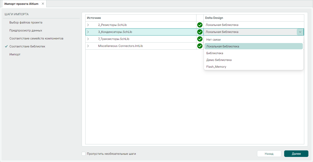 Рис. 8 Сопоставление библиотек