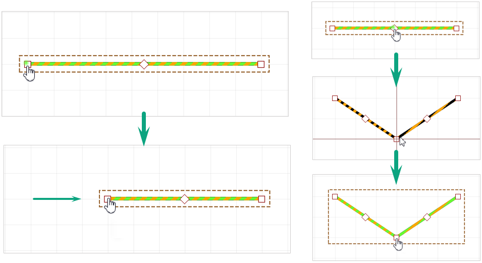Рис. 1 Точки редактирования отрезка