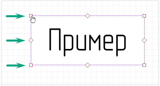 Рис. 2 Точки редактирования текстового поля