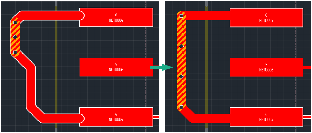 Рис. 4 Объединение сегментов трека