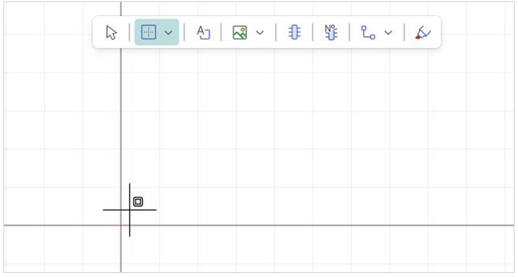 Рис. 1 Вид курсора при использовании инструмента «Разместить прямоугольник»