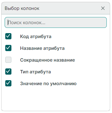 Рис. 3 Выборок колонок для отображения