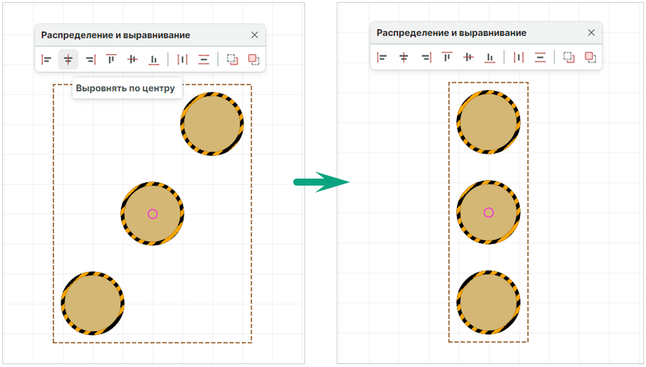Рис. 1 Выравнивание по центру
