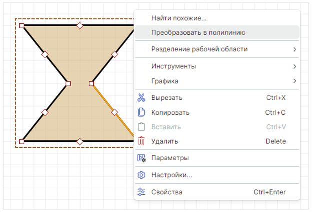 Рис. 1 Вызов функции преобразования из контекстного меню