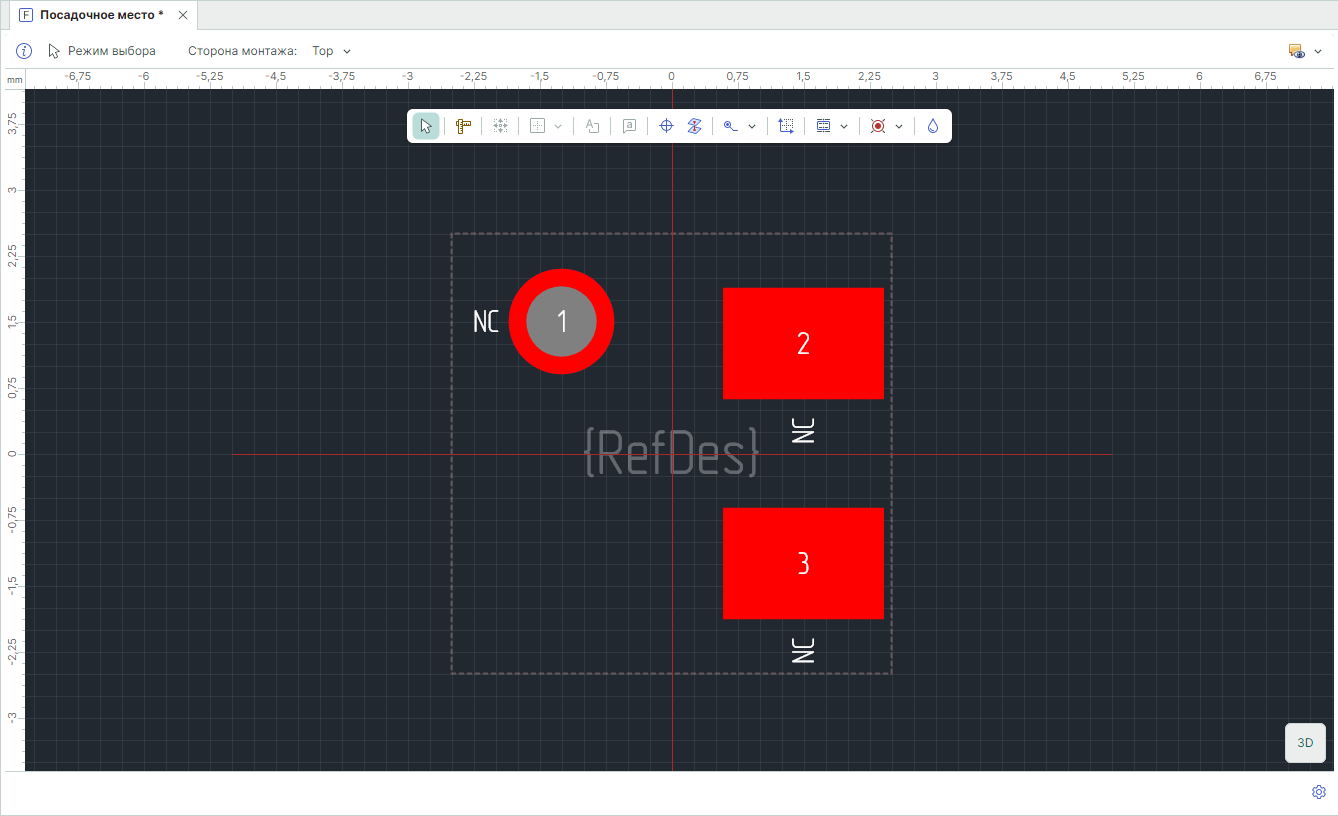 Рис. 4 Завершение размещения контактной площадки