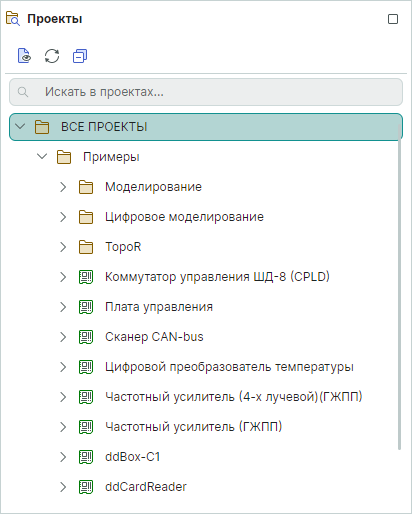 Рис. 1 Дерево проектов
