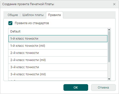 Рис. 4 Выбор технологических правил из стандартов