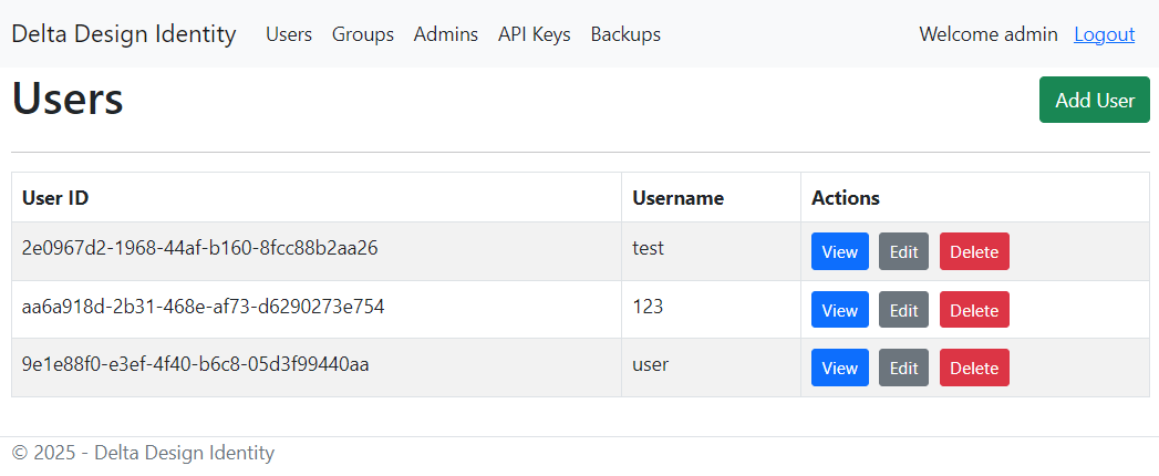 Рис. 1 Страница «Users» (Пользователи)